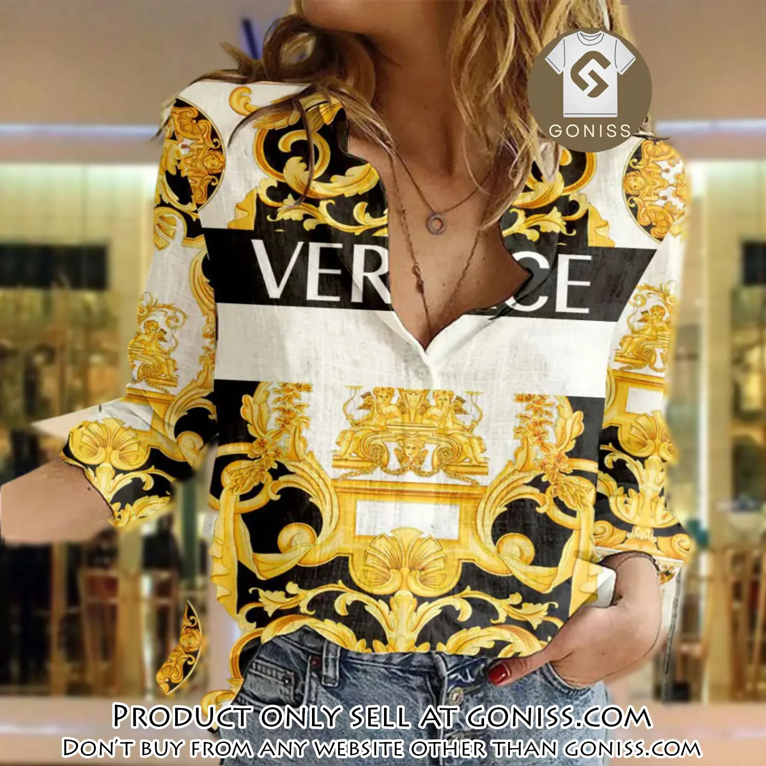 Versace luxury women casual shirt linen shirt wcs1008 gn0810595